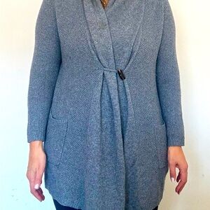 Gray cashmere long cardigan